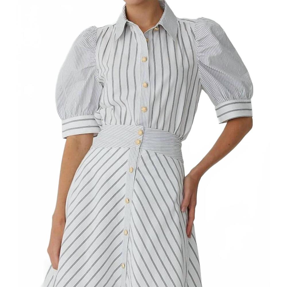 NEW JS71 burke blouse in white/black stripe